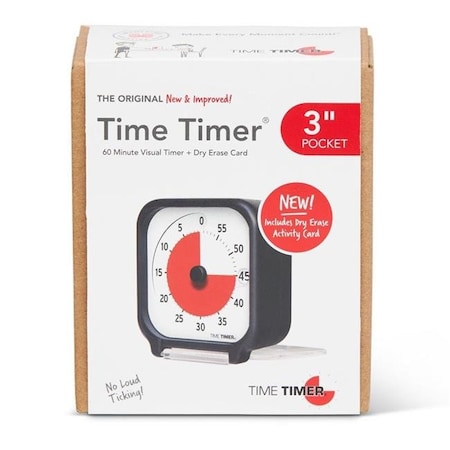 Time Timer Time Timer TTMTT03BW 3 in. Original Pocket TTMTT03BW